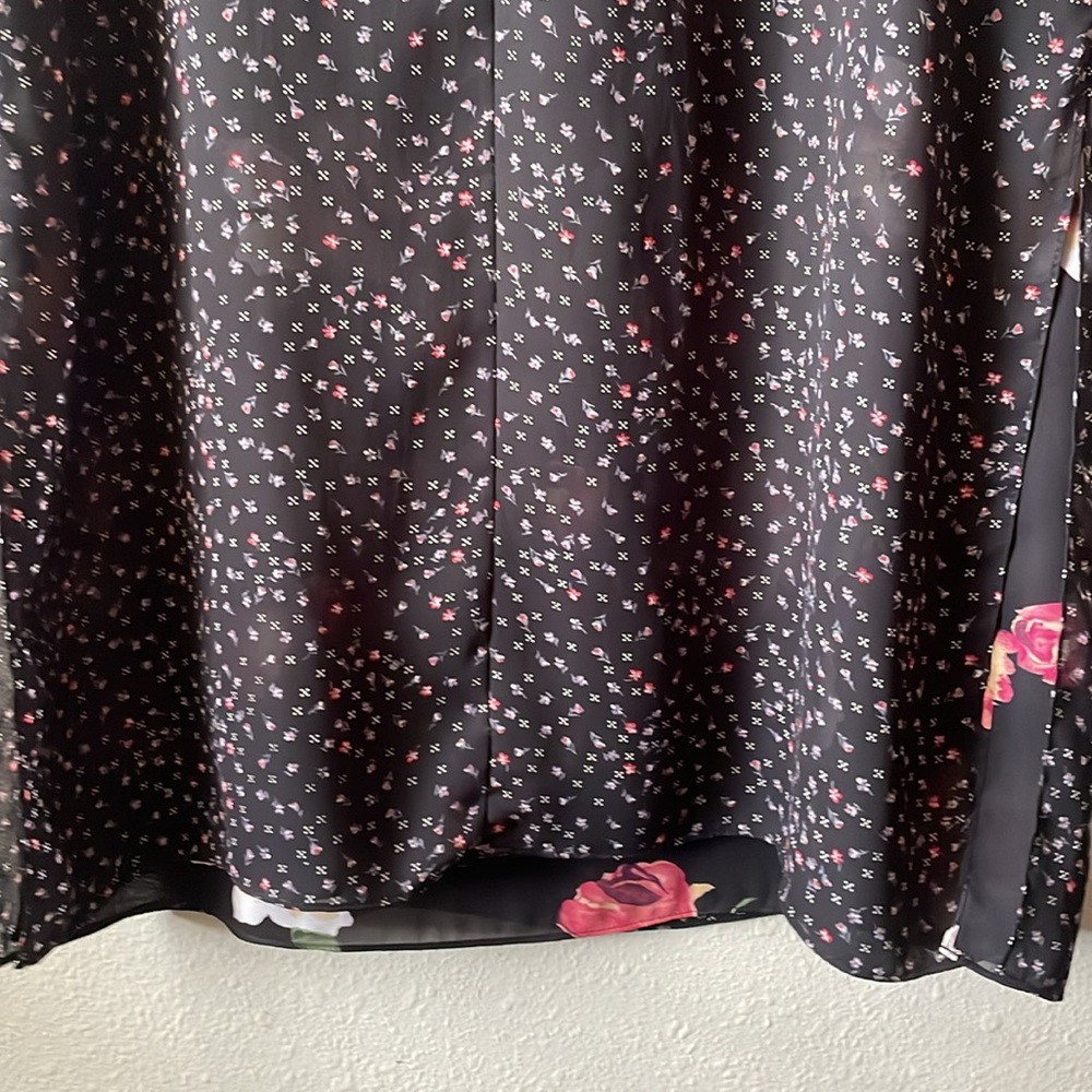 Vintage black floral reversible sleeveless maxi chiffon dress - Picture 6 of 8